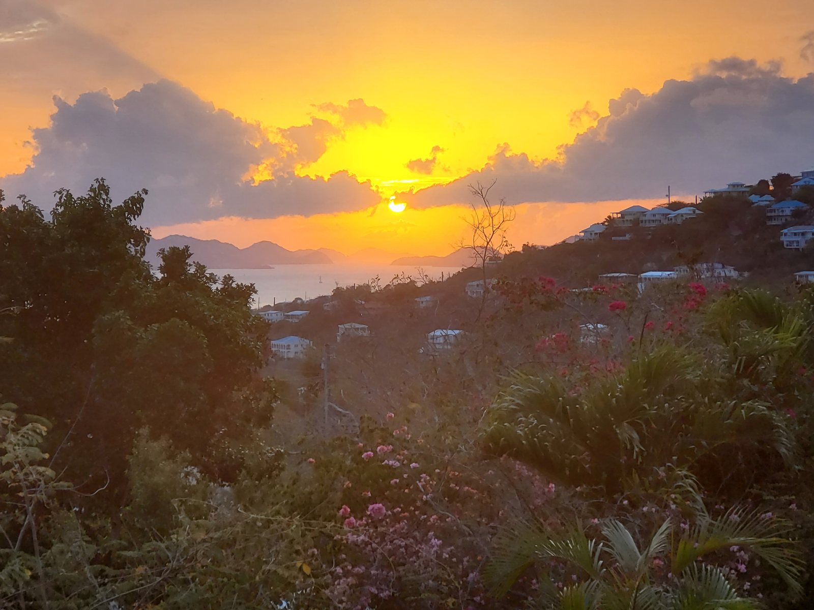 Golden sunset over the Virgin Islands